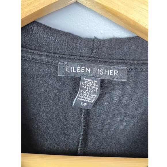 Eileen Fisher Cozy Brushed Terry Hooded Sweater Jumpsuit in Black | Size Small - Picture 3 of 5